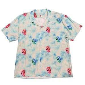 Rolling Stones RS No9 Carnaby Tongue Tropical Shirt in Blue Men’s Sz XXL